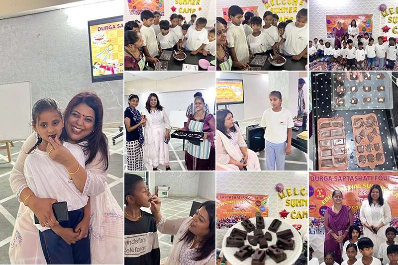Durga Saptashati went to the next level by engaging the NGO children in the art of learning to prepare yummy chocolates, all under the expert guidance of Chef Manisha Sharma